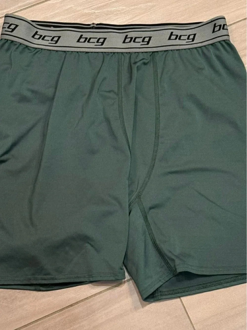 bcg Men's Boxer Briefs - Dark Green with Gray Waistband 2XL